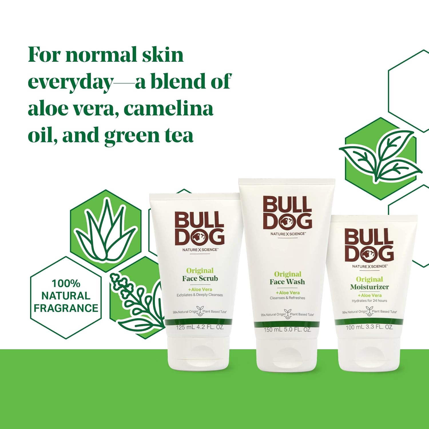 BULLDOG Mens Skincare and Grooming Original Full Face Kit with Moisturizer, Face Wash & Face Scrub
