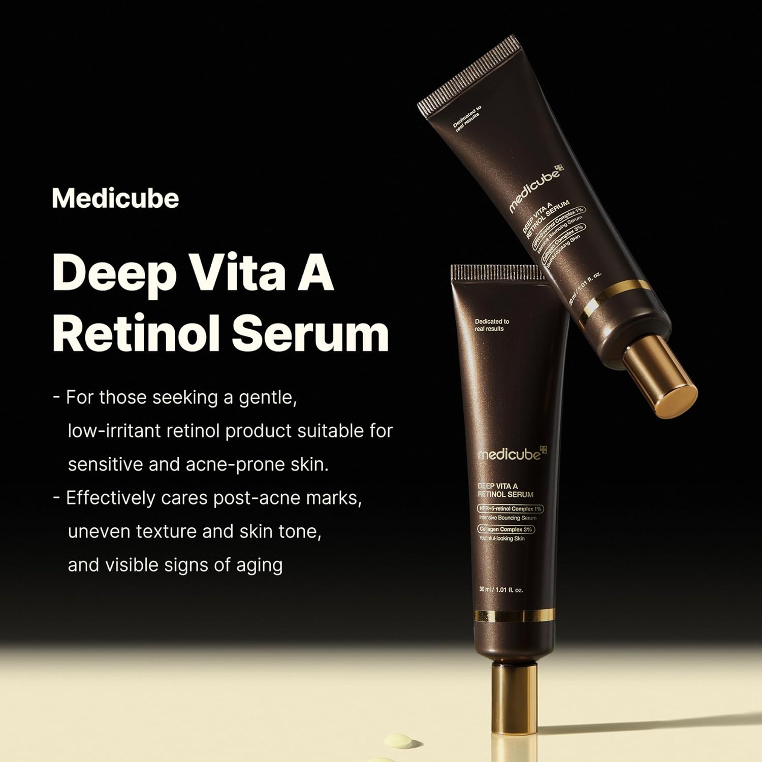 Medicube Deep Reviving Bakuchiol Retinol Facial Serum - Anti-Aging 4th Gen Retinol & Bakuchiol - Targets Fine Lines, Uneven Skin Tone, Blemish Scars - Korean Skin Care, Low Irritant, 1.01 oz