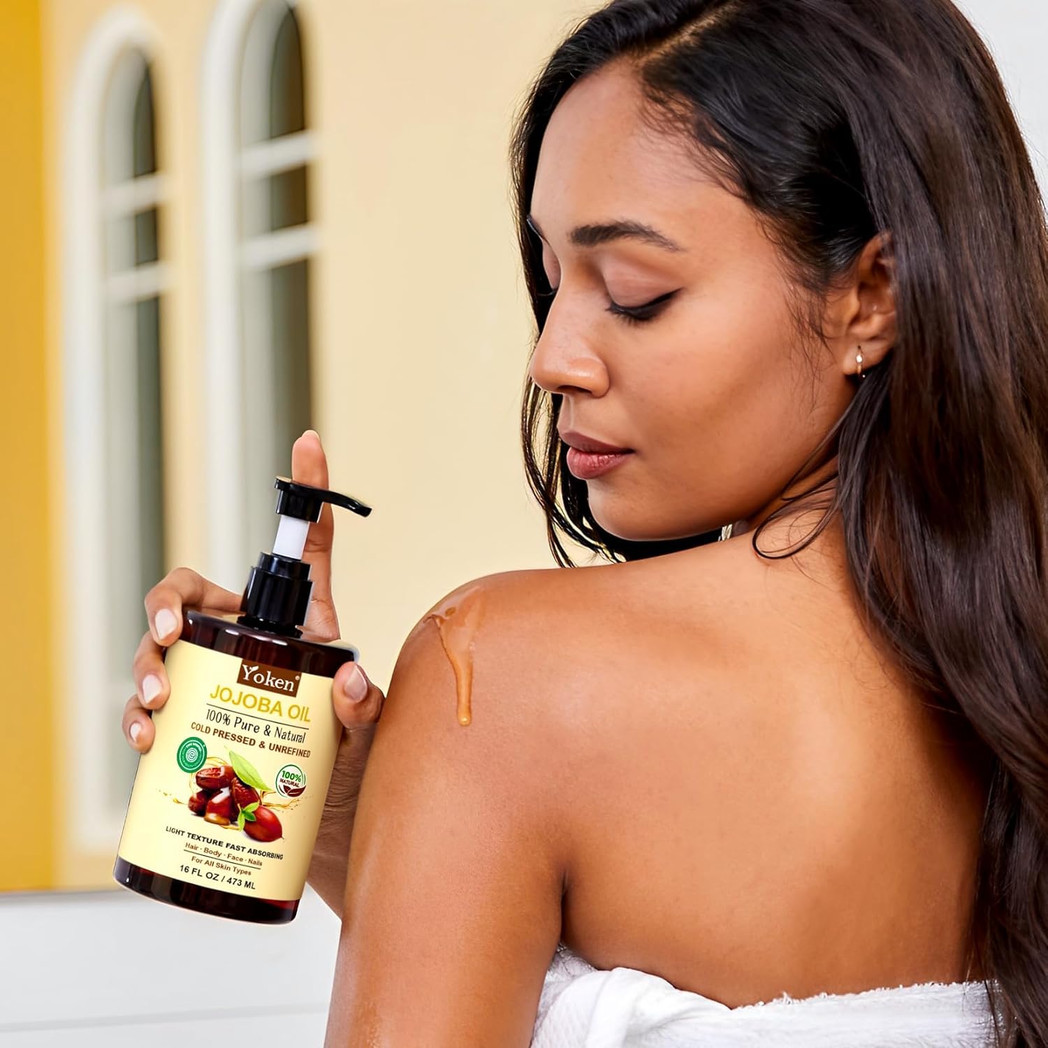 Pure Jojoba Oil EWG Verified 16 fl oz, 100% Natural Jojoba Oil for Hair, Skin & Face, Cold Pressed Unrefined, Deeply Moisturizing Body oil Carrier Oils for Essential Oils Mixing