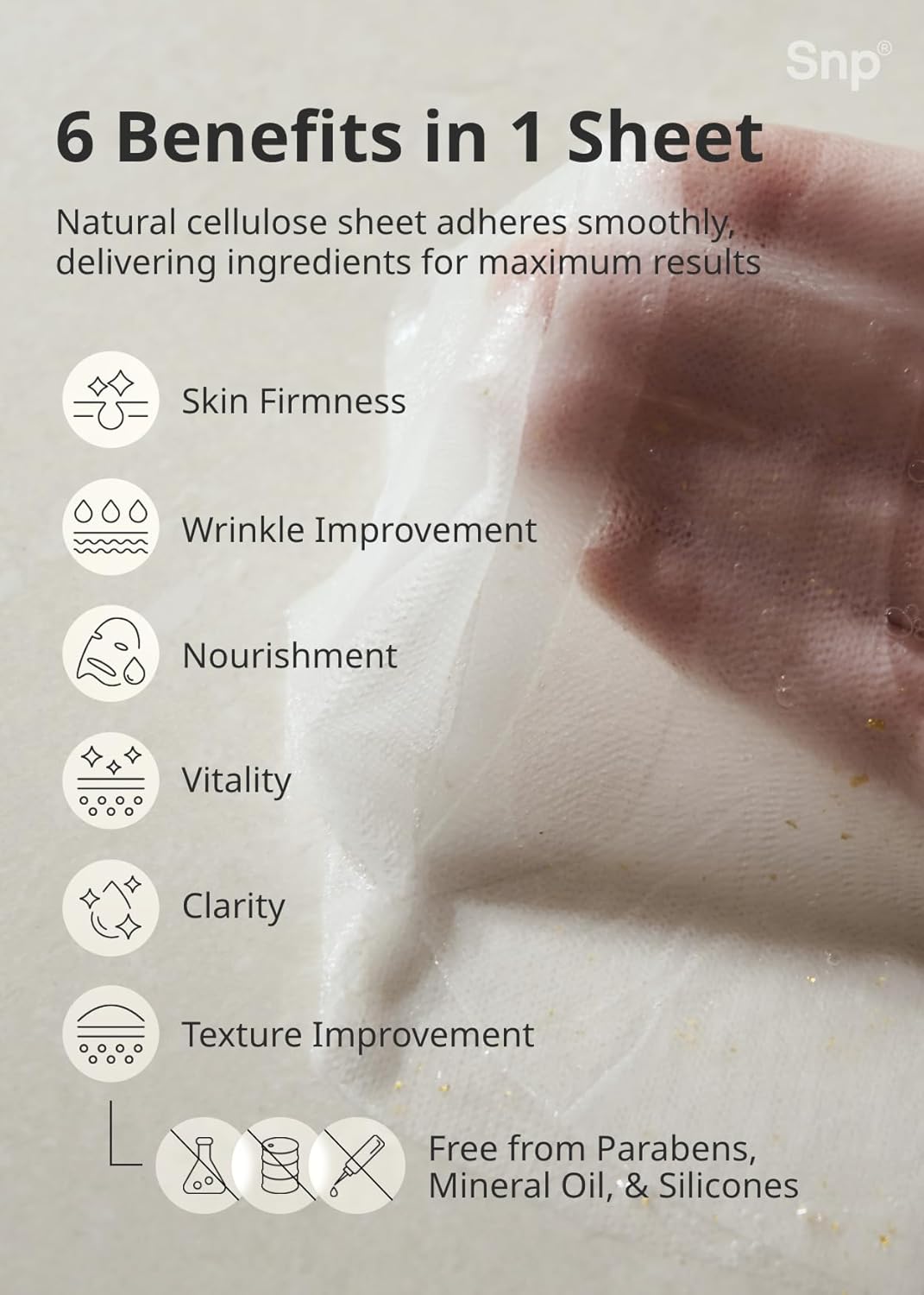 Best Korean Collagen Face Mask | 24K Gold Ampoule Sheet Mask | Hydrating Face Masks | For Tightening & Nourishing | Korean Skin Care | Overnight Face Masks | Moisturizing Sheet Mask | Snp | 10 Sheets