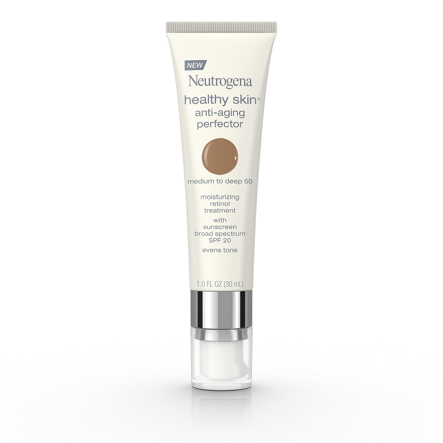 Neutrogena Retinol Treatment and Tinted Facial Moisturizer, Healthy Skin Anti-Aging Perfector with Broad Spectrum SPF 20 Sunscreen with Titanium Dioxide, 20 Fair to Light, 1 fl. oz