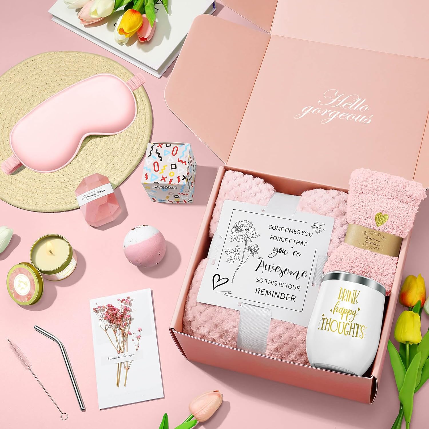 Happy Birthday Gifts for Women Mom Her Friend Sister Wife Grandma, Self Care Gifts Get Well Gifts Unique Relaxing Spa Gift Basket Set, Mothers Day Gifts for Mom Wife Grandma Daughter Friends Sister