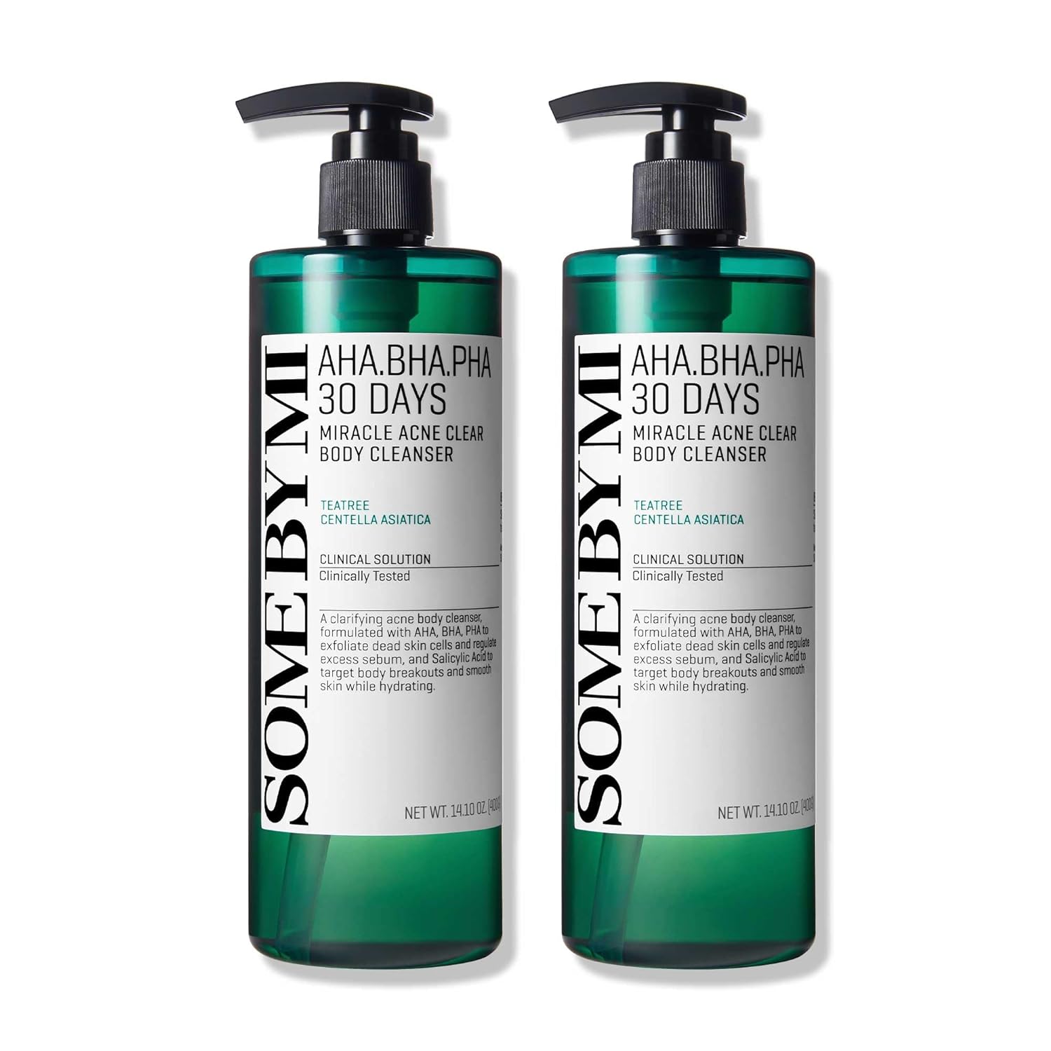 SOME BY MI AHA BHA PHA 30 Days Miracle Acne Clear Body Cleanser - 13.5oz, 400ml - Daily Exfoliating Tea Tree Acne Body Wash with Salicylic Acid - Deep Cleanses Sebum and Impurities - Korean Skin Care