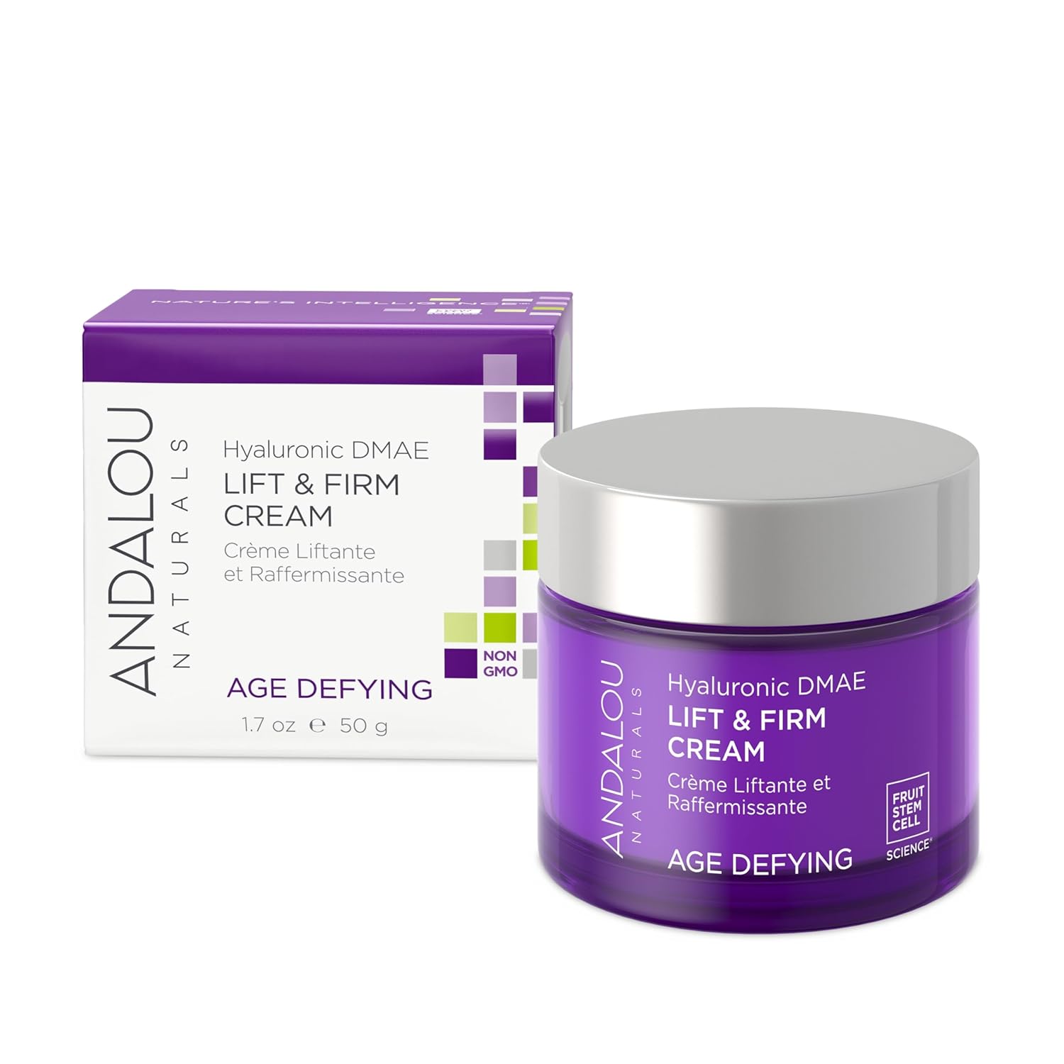 Andalou Naturals Hyaluronic DMAE Skin Cream – Hydrating Face Moisturizer with Antioxidants, Smooth-Feeling Formula for Daily Care