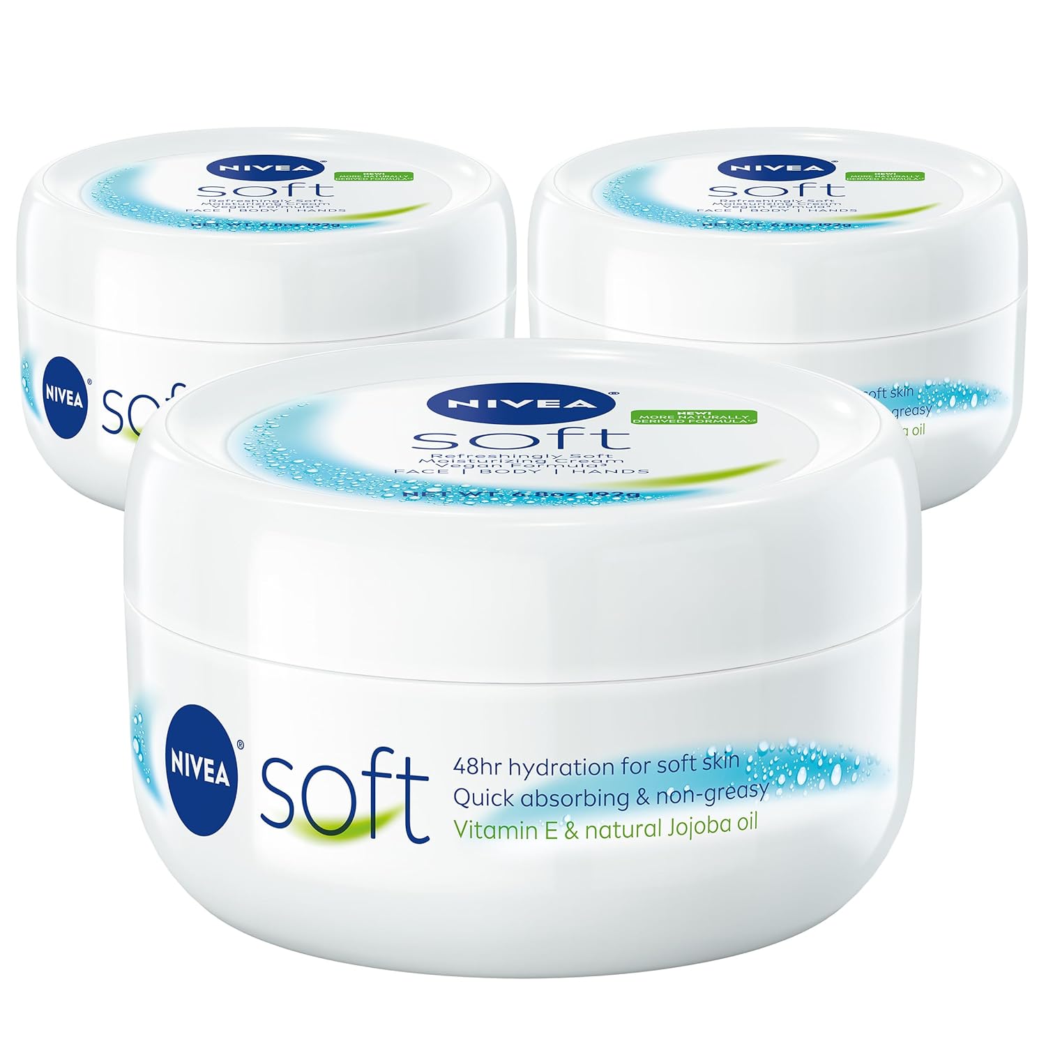 NIVEA Soft Refreshingly Soft Moisturizing Cream, Lightweight Body Moisturizer for Face, Body and Hands, Body Cream Enriched with Jojoba Oil and Vitamin E, 16 Oz Jar