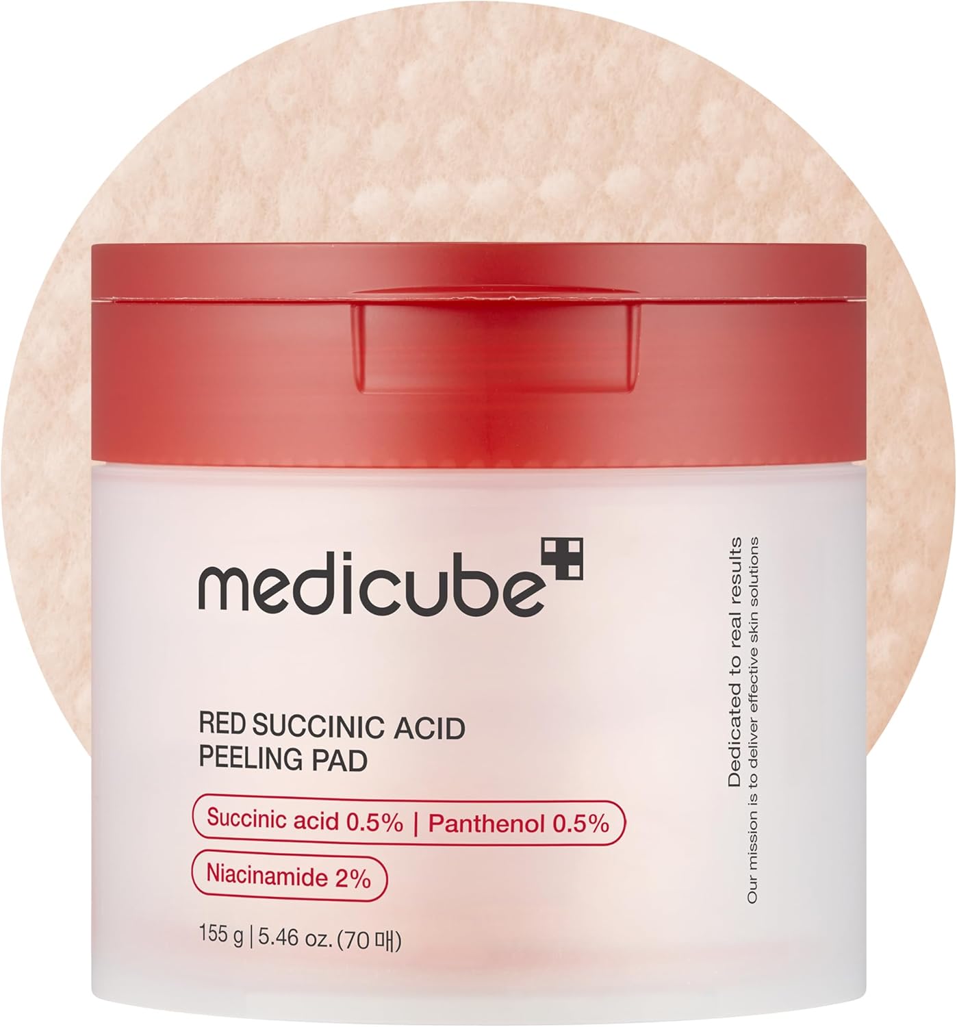 Medicube Red Succinic Acid Panthenol Facial Peeling Pads – Exfoliating Toner Pads with Niacinamide, AHA, BHA & Soothing Ingredients