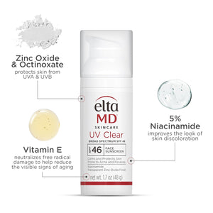 EltaMD UV Clear Face Sunscreen SPF 46, Oil Free for Face with Zinc Oxide, Dermatologist Recommended Sunscreen Lotion, For Acne-Prone Sensitive Skin, 1.7 oz Pump