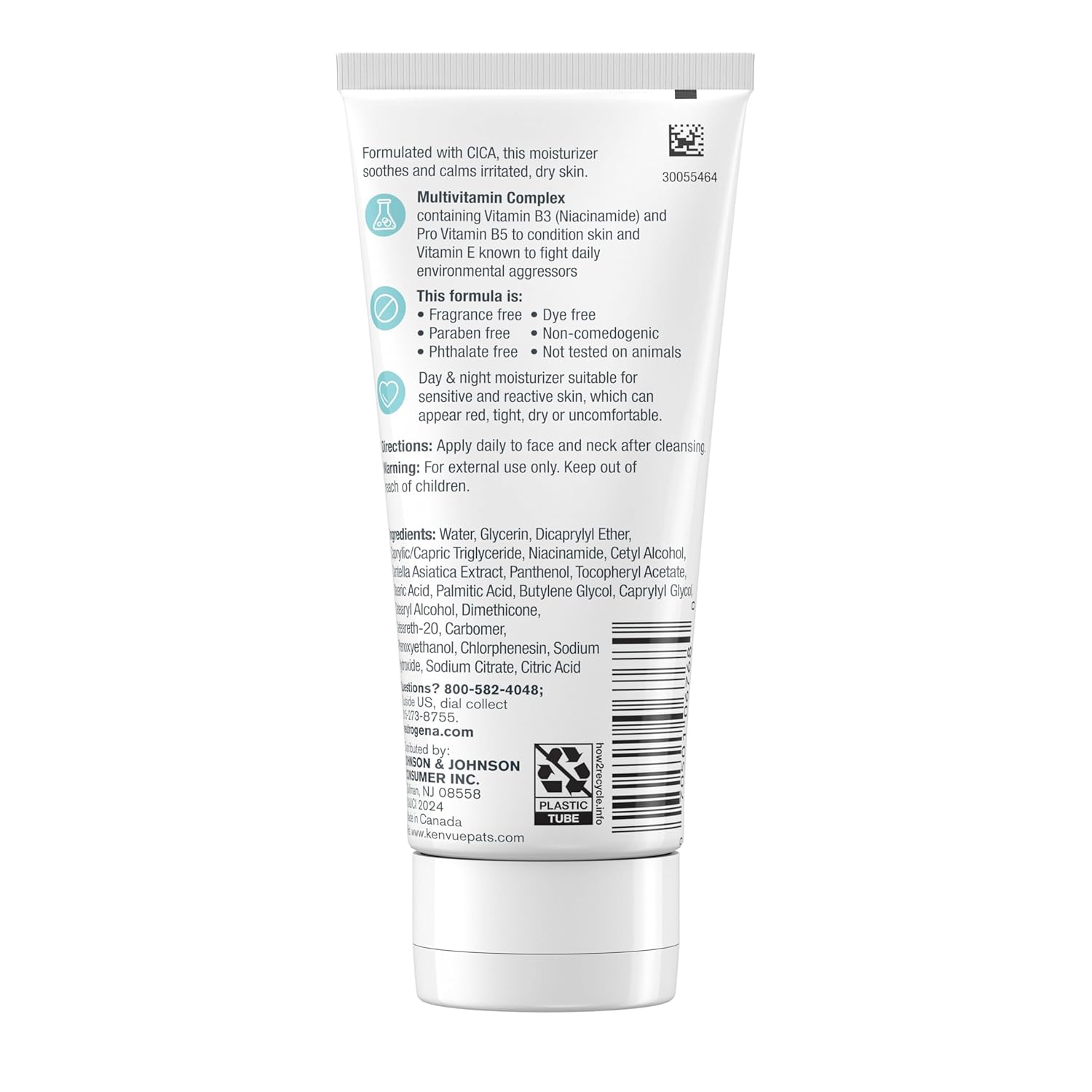 Neutrogena Ultra Gentle Fragrance Free Daily Face Moisturizer, Facial Moisturizer for Sensitive & Dry Skin with CICA, Pro-Vitamin B5, Vitamin E & Niacinamide, 3.4 fl. oz