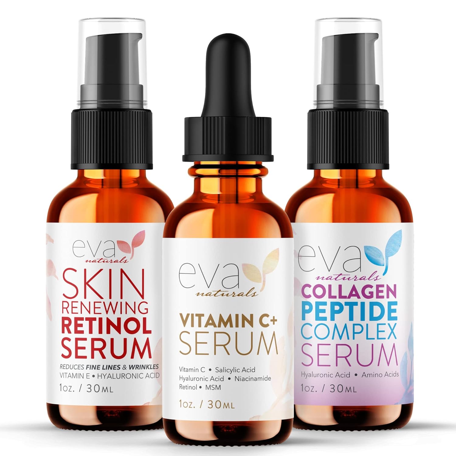 Eva Naturals Vitamin C Face Serum With Hyaluronic Acid - Anti Aging Serum - Reduce Dark Spots, Acne & Wrinkles - Retinol, Niacinamide & Salicylic Acid, Brightening Skin Serum for Glowing Skin