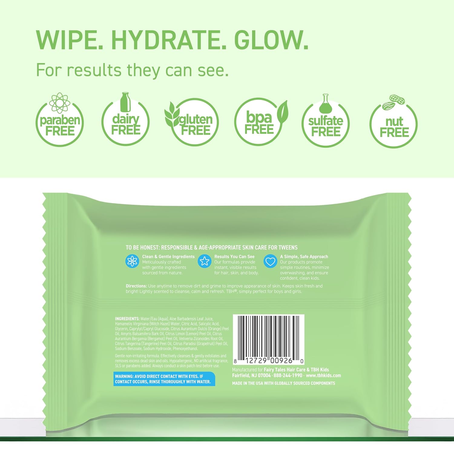 TBH Kids Spot Foam Face Cleansing Wipes – Gentle Daily Skincare for Preteens & Teens with Oily, Dry & Sensitive Skin – Salicylic Acid & Witch Hazel – Paraben-Free & Dermatologist-Approved