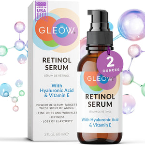 Retinol Serum for Face, Vitamin C with Hyaluronic Acid Face Serum for Women and Men, Glow Skin Care Set Targets Appearance of Uneven Skin Tone and Dryness 3x1oz