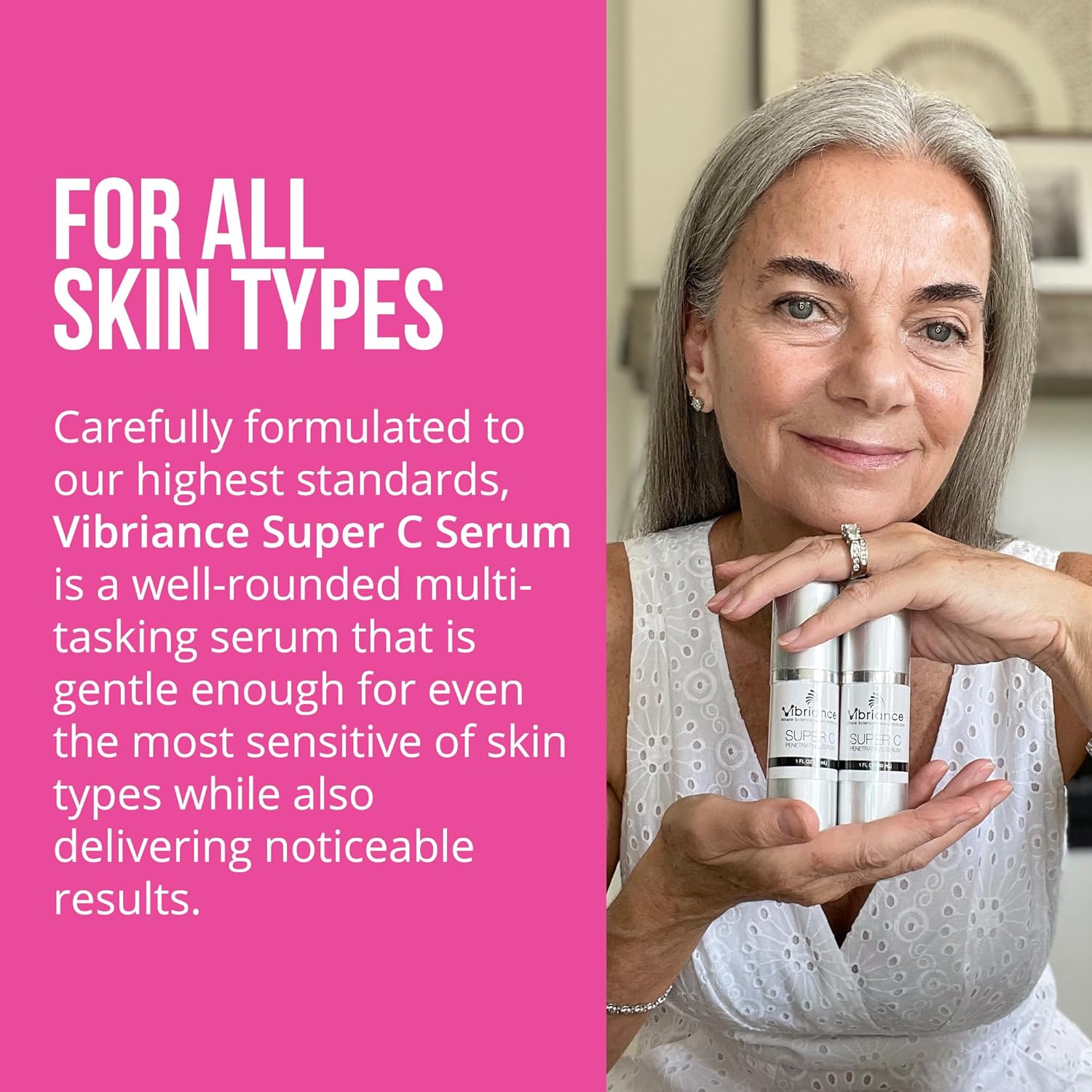 Vibriance Super C Serum for Mature Skin - All-in-One Vitamin Formula Hydrates, Firms, Lifts, Smooths, Targets Age Spots, Wrinkles, 1 fl oz