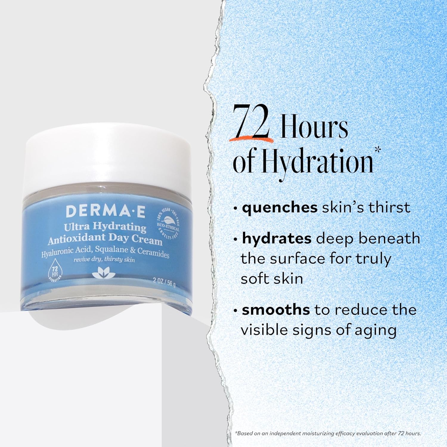 Derma E Ultra Hydrating Antioxidant Day Cream – Face Moisturizer with Hyaluronic Acid, Squalane, and Ceramides to Smooth and Nourish, Hydrating Face Moisturizer for Sensitive Skin, 2 Fl Oz