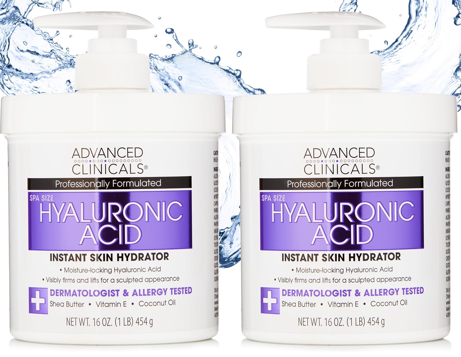 Advanced Clinicals Hyaluronic Acid Moisturizer Body Cream W/Vitamin E | Hydrating Cream & Body Lotion For Women & Men To Help Improve Look of Wrinkles, Dry Skin, Crepey Looking Skin, 16 Ounce