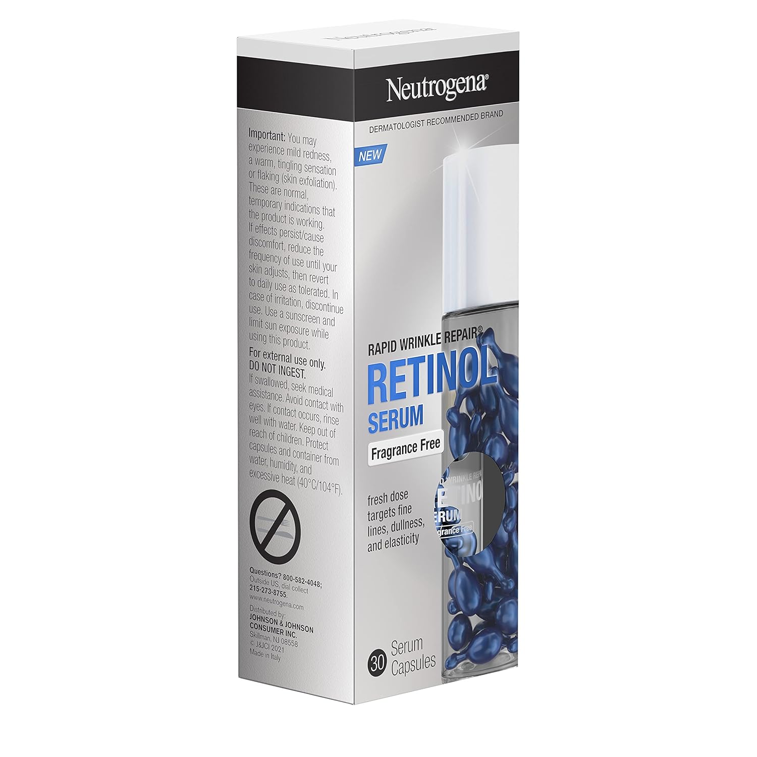 Neutrogena Rapid Wrinkle Repair Retinol Face Serum Capsules, Fragrance-Free Daily Facial with that fights Fine Lines, Wrinkles, Dullness, Alcohol-Free & Non-Greasy, 30 ct