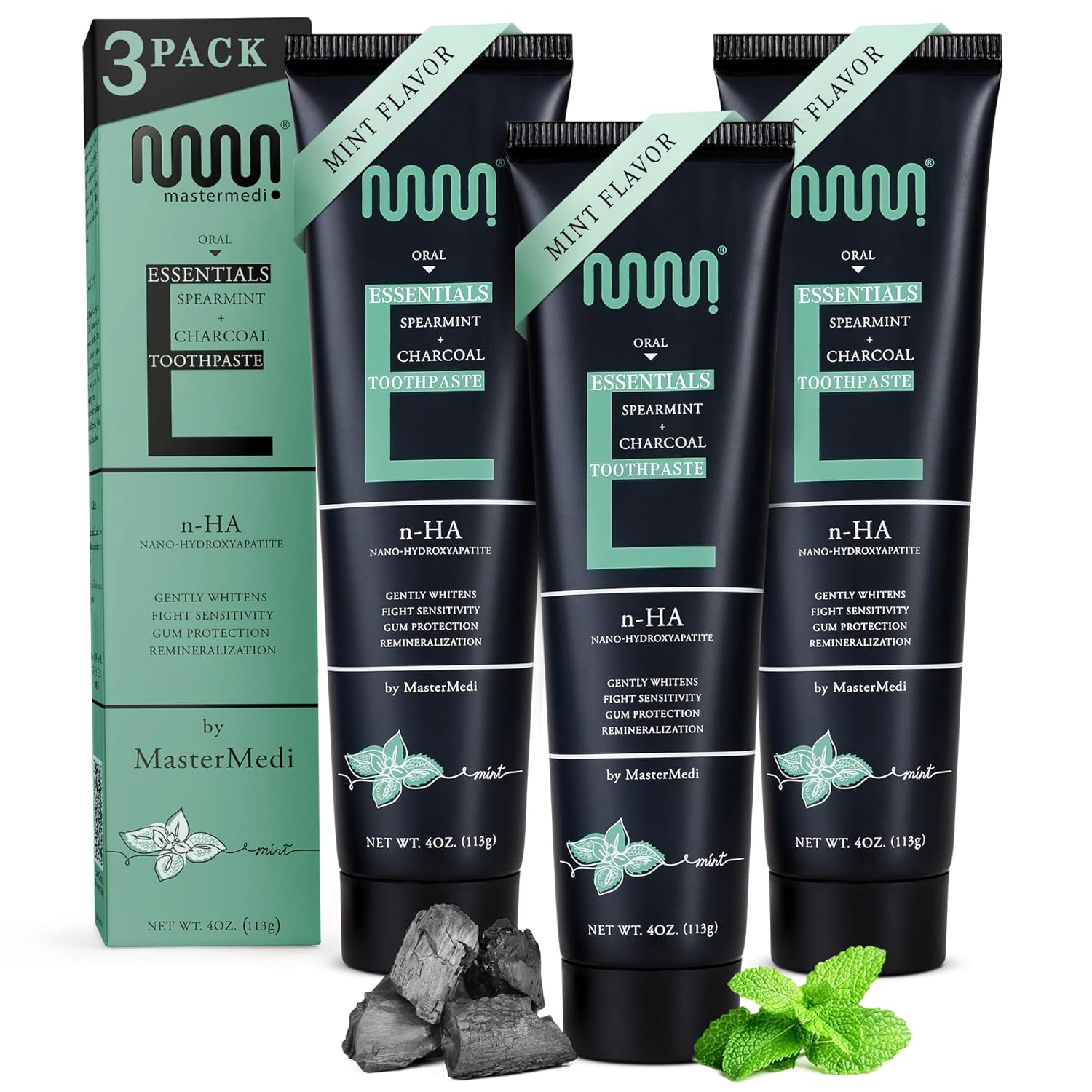 MasterMedi Fluoride Free Nano Hydroxyapatite Toothpaste to Help Remineralizing, Sensitive Teeth, Antiplaque, Whitening. SLS Free, Dentist Recommended – Magic Mint (4 Ounce)