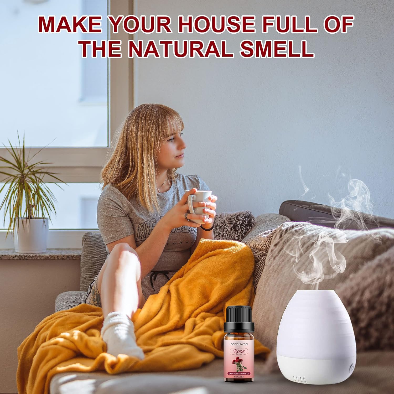 Sedbuwza Rose Essential Oil, 100% Pure Organic Rose Fragrance Oil for Diffuser, Humidifier, Soap, Candle, Perfume - 10ml