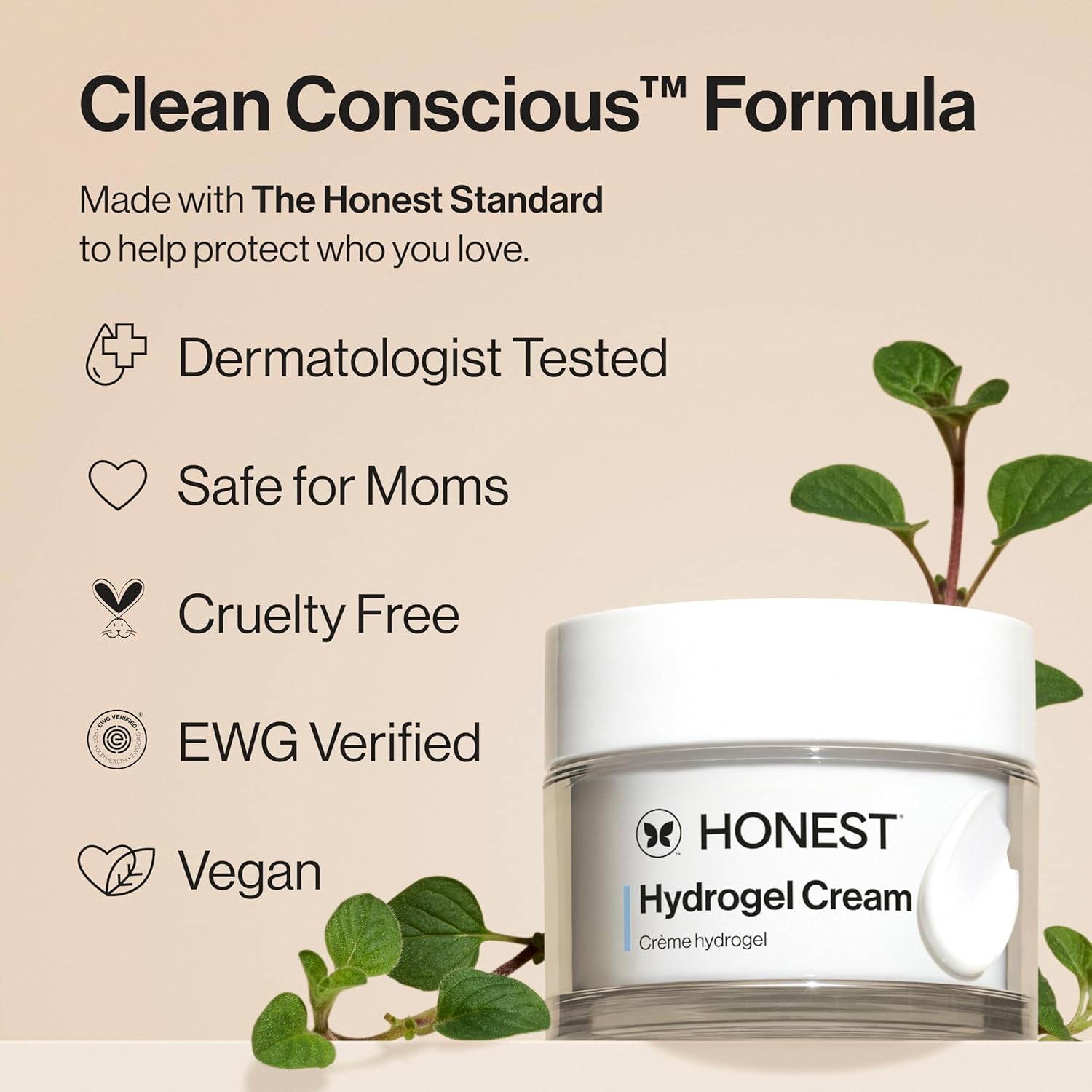 Honest Beauty Hydrogel Cream with Hyaluronic Acid, Jojoba, + Squalane | Oil Free, Lightweight, Moisturizing | EWG Verified, Vegan + Cruelty Free | 1.7 fl oz