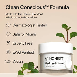 Honest Beauty Hydrogel Cream with Hyaluronic Acid, Jojoba, + Squalane | Oil Free, Lightweight, Moisturizing | EWG Verified, Vegan + Cruelty Free | 1.7 fl oz