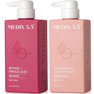 Medix 5.5 Retinol Body Lotion Skincare Moisturizer | Anti Aging Retinol Body Cream | Skin Care Tightening Lotion For Women & Men Helps Diminish Look Of Crepey Skin, Wrinkles, & Fine Lines, 2-Pack