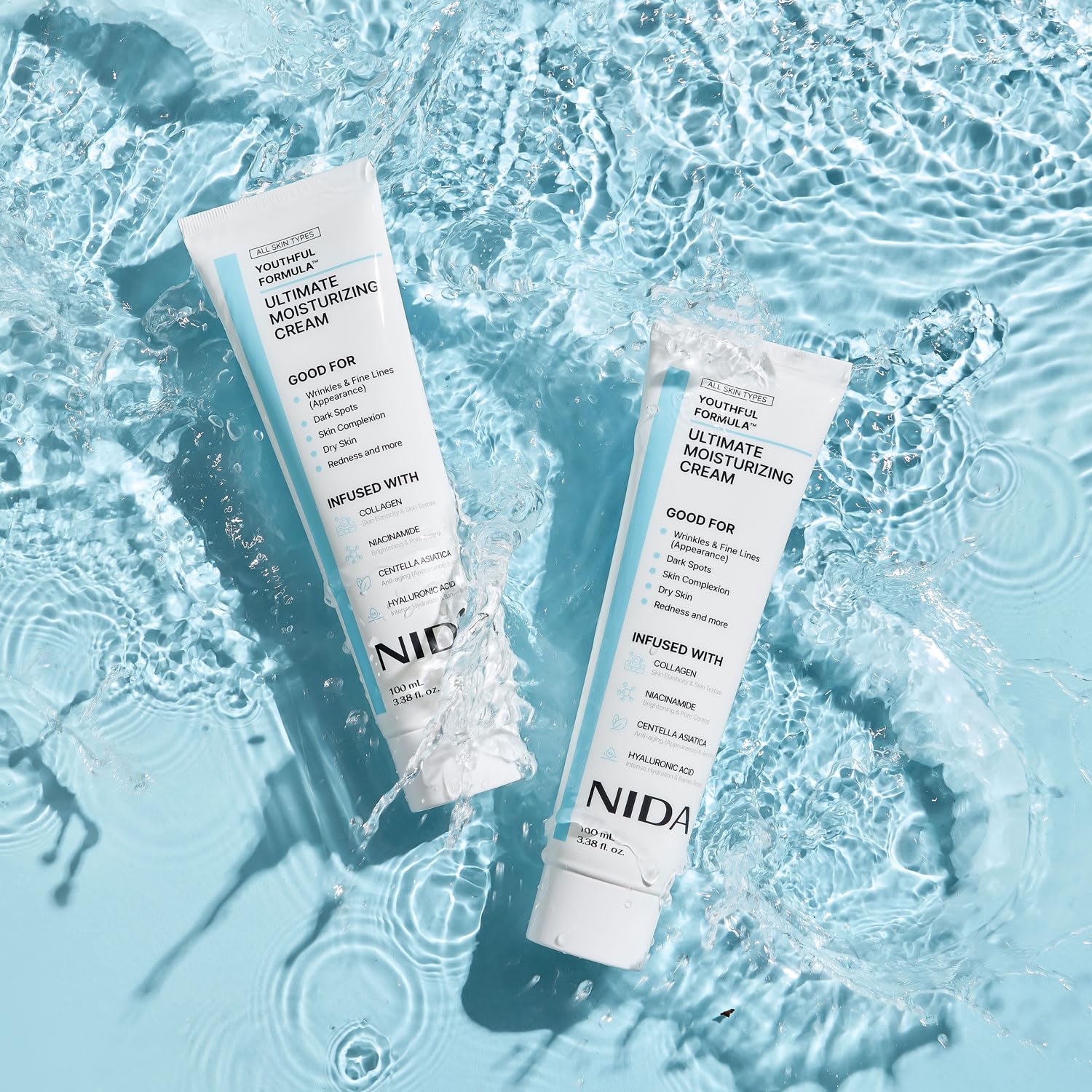 NIDA Youthful Formula™ Ultimate Moisturizing Cream | Centella Asiatica, Niacinamide, Hyaluronic Acid, Collagen | Wrinkles, Fine Lines, Dark Spots, Dry Skin, Redness | 3.38 fl. oz., 100ml