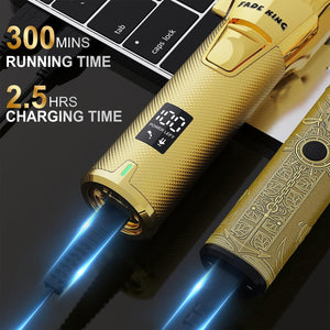 FADEKING® Professional Hair Clippers for Men - Cordless Hair Clippers, LCD Display Barber Clippers for Hair Cutting & Mens Grooming with Travel Case (Gold+Bronze)
