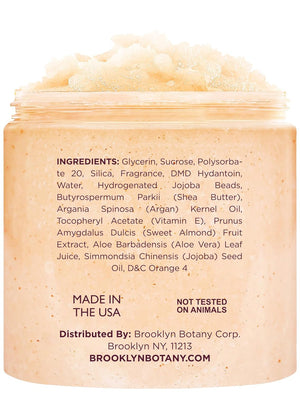 Brooklyn Botany Tropical Mango Shea Sugar Scrub for Body 10 oz – Deeply Hydrating and Gently Exfoliating Body Scrub for Women and Men - Made with Jojoba Beads