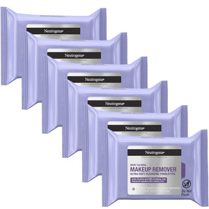 Neutrogena Night Calming Makeup Remover Face Wipes, Nighttime Cleansing Towelettes Remove Sweat, Dirt & Makeup & Calms Skin, Hypoallergenic, 100% Plant Based Cloth, Twin Pack, 2 x 25 ct