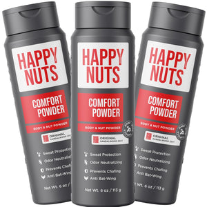 HAPPY NUTS Comfort Powder - Anti Chafing & Deodorant, Aluminum-Free, Sweat and Odor Control for Jock Itch, Groin and Men's Private Parts (6 Ounce (Pack of 1), Original)