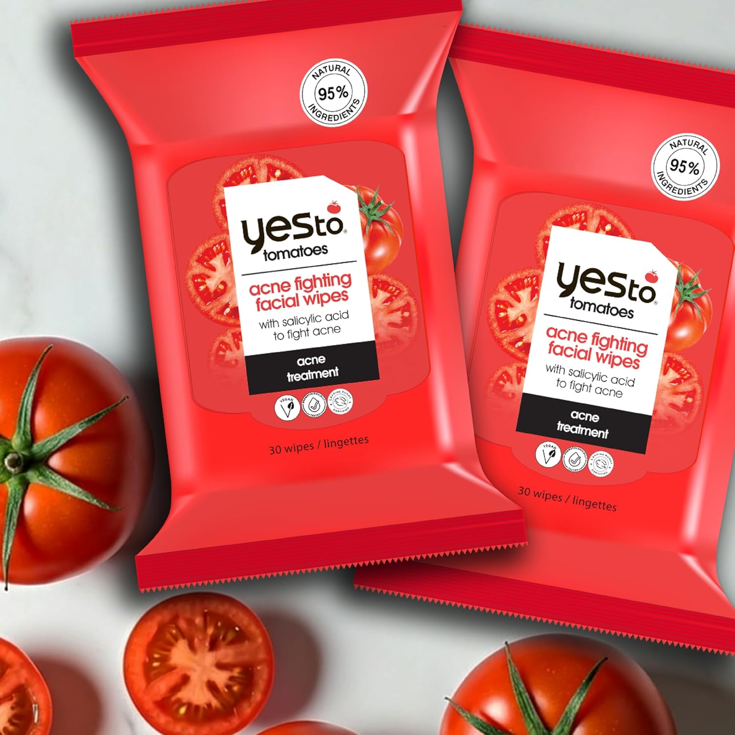 Yes To Acne Facial Wipes with Salicylic Acid for Acne Prone Skin, Deep Cleansing & Oil Control Face Wipes, 95% Natural Ingredients