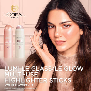 L'Oreal Paris True Match Lumi Le Glass Highlighter Stick, Reflective, Translucent, Glassy Highlighter for Face and Body, 625 Sunset Amour, 0.17 Oz