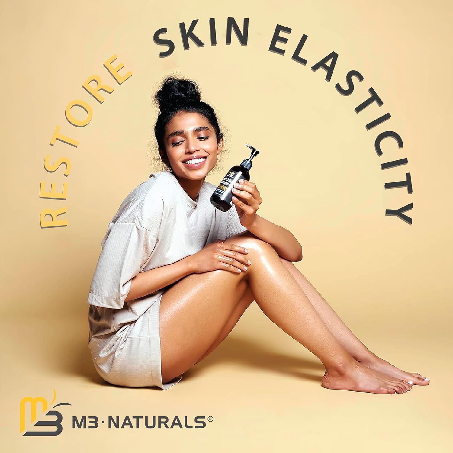 M3 Naturals Firming Body Massage Oil with Collagen & Stem Cell – Helps Smooth The Appearance of Cellulite & Improve Skin Texture – Refreshing Aromatherapy Body Oil for Legs & Full Body – 8 Fl Oz