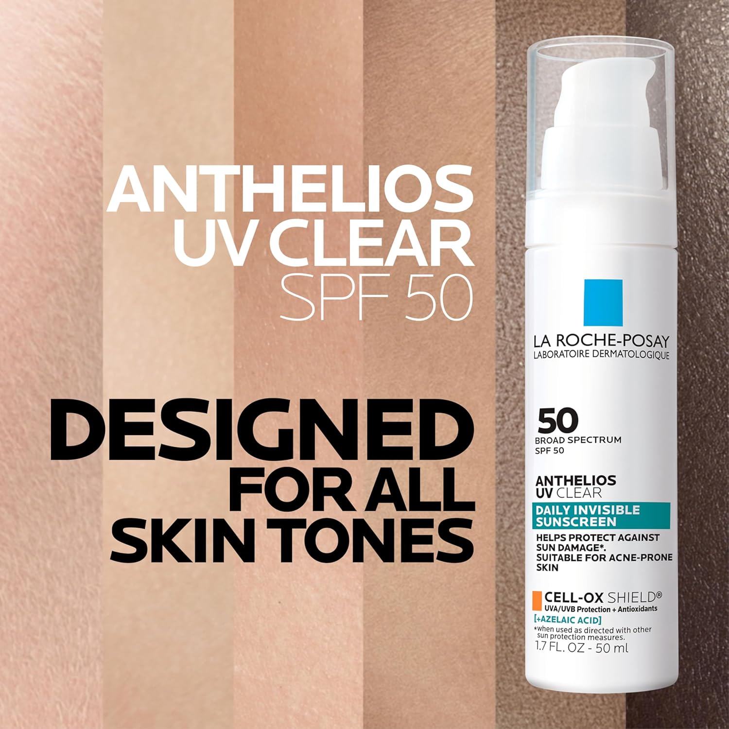 La Roche Posay Anthelios UV Sunscreen SPF 50, Daily Sunscreen for Face in 3 Formulas, UV Tone with Niacinamide, UV Hydra with Hyaluronic Acid, UV Clear with Azelaic Acid, Broad Spectrum Invisible SPF