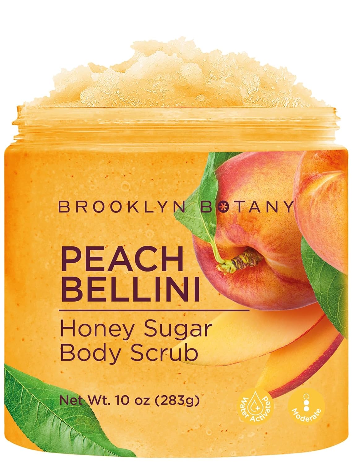 Brooklyn Botany Tropical Mango Shea Sugar Scrub for Body 10 oz – Deeply Hydrating and Gently Exfoliating Body Scrub for Women and Men - Made with Jojoba Beads