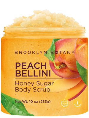 Brooklyn Botany Tropical Mango Shea Sugar Scrub for Body 10 oz – Deeply Hydrating and Gently Exfoliating Body Scrub for Women and Men - Made with Jojoba Beads