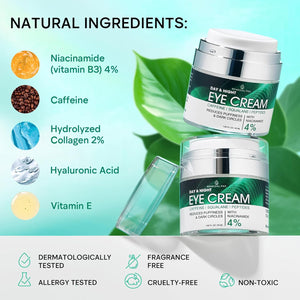 REMEDIAL PAX Eye Cream for Dark Circles and Puffiness, Bags Under Eyes Treatment, Anti-Aging Collagen Eye Cream for Wrinkles, Day & Night Caffeine Eye Cream with Niacinamide Dimethicone