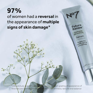 No7 Future Renew Damage Reversal Serum - Anti-Aging Face Night Serum - Hyaluronic Acid + Niacinamide for Sun Damage Reversal - Sensitive Skin Suitable (0.84 Fl Oz)