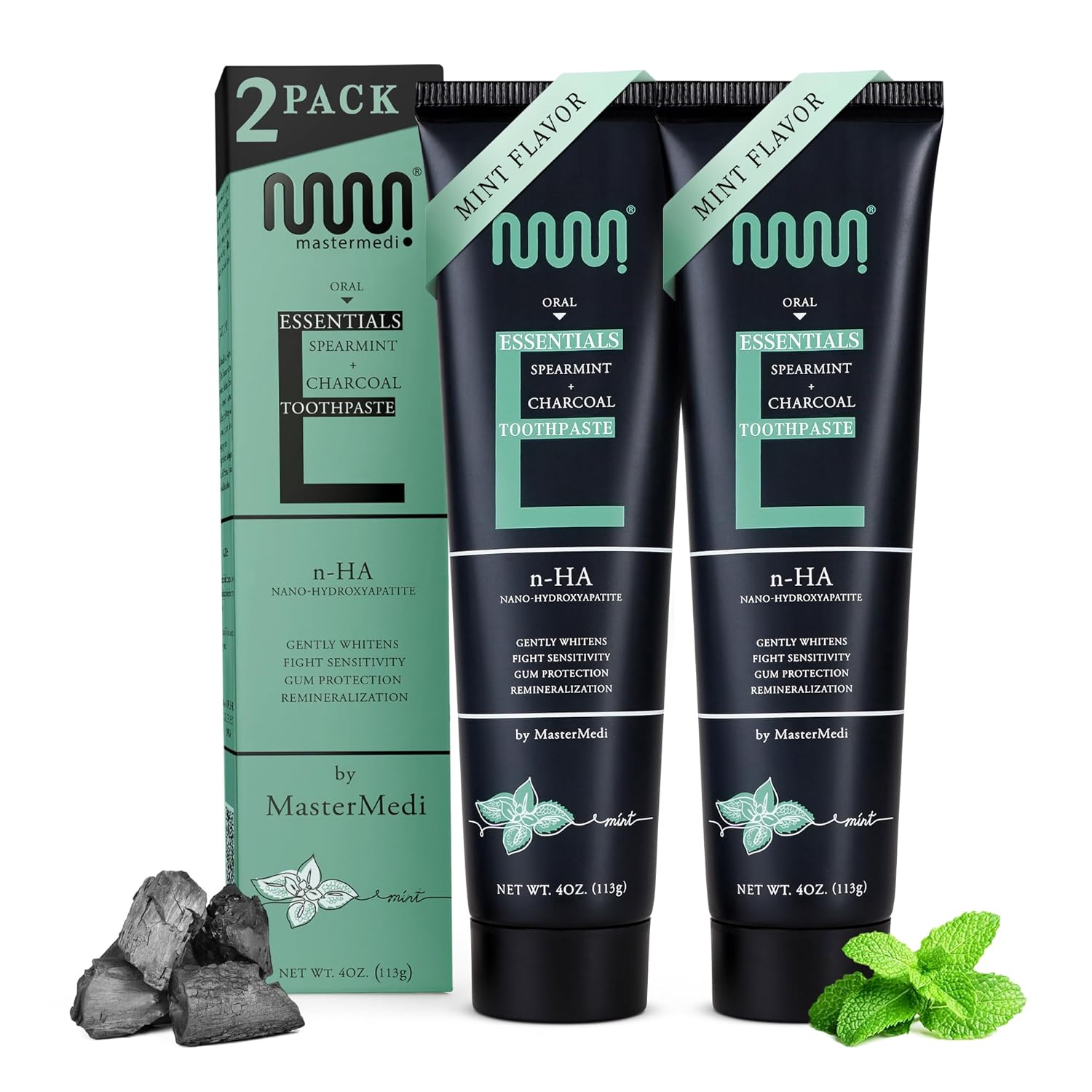 MasterMedi Fluoride Free Nano Hydroxyapatite Toothpaste to Help Remineralizing, Sensitive Teeth, Antiplaque, Whitening. SLS Free, Dentist Recommended – Magic Mint (4 Ounce)
