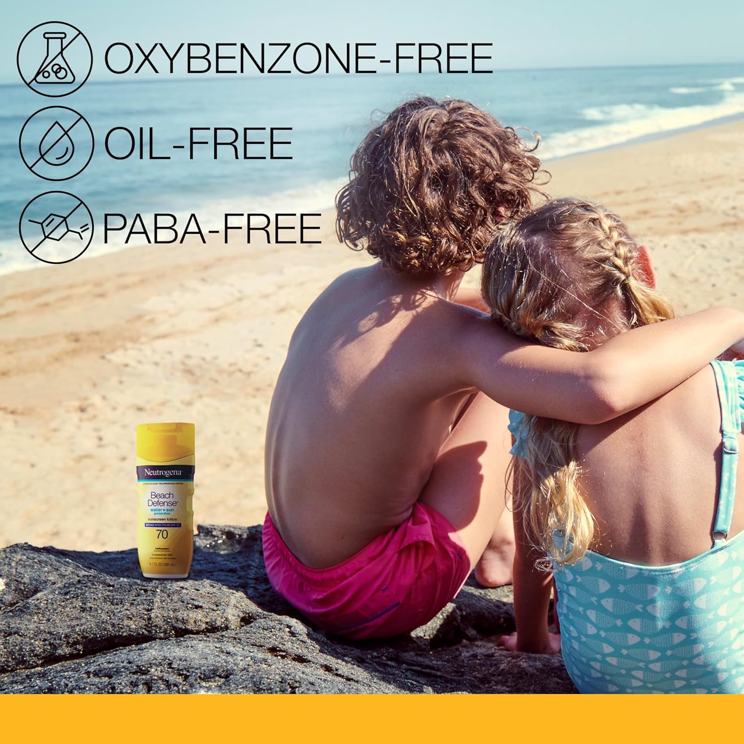 Neutrogena Beach Defense Water-Resistant Body Sunscreen Lotion with Broad Spectrum SPF 70, Oil-Free & PABA-Free Fast-Absorbing Sunscreen Lotion, UVA/UVB Protection, Oxybenzone-Free, 6.7 oz