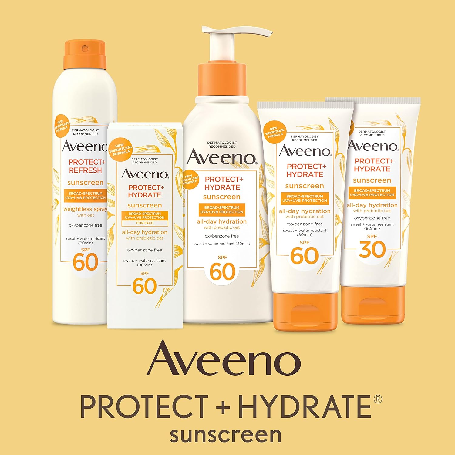 Aveeno Protect + Hydrate Sunscreen Moisturizing Face Lotion with Broad Spectrum SPF 60 and Prebiotic Oat, Paraben, Phthalate, Oxybenzone and Oil Free Sunscreen for Sensitive Skin, 2.0 FL OZ