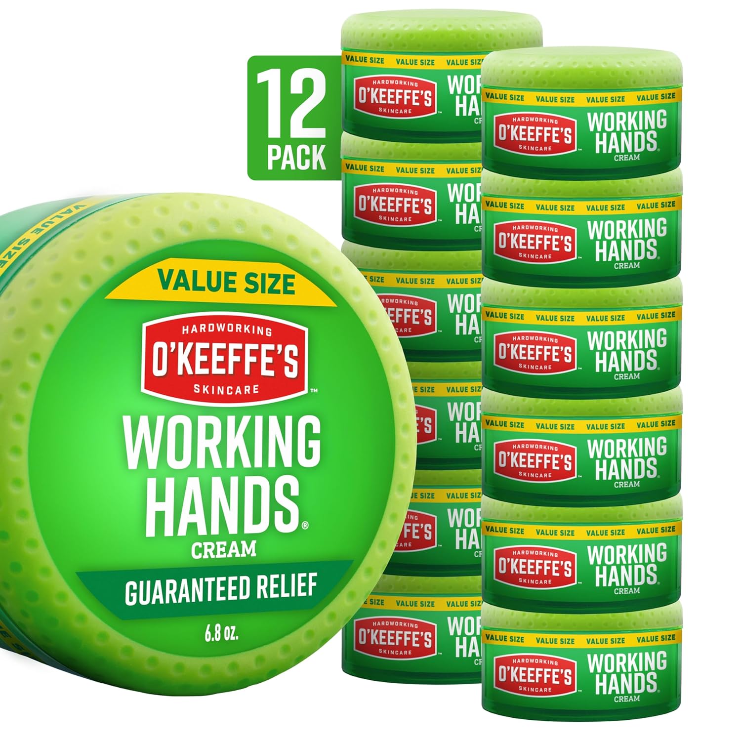 O'Keeffe's Working Hands Hand Cream for Extreme Dryness - 6.8 oz Value Size Jar (2 Pack) - Repairing Skincare for Cracked, Dry Hands