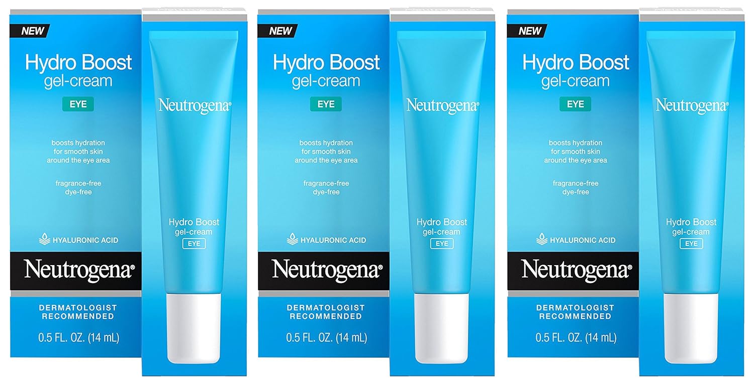 Neutrogena Hydro Boost Under Eye Cream, with Purified Hyaluronic Acid, Keeps Under Eye Area Looking Smooth & Hydrated, Fragrance Free and Non-Comedogenic, 0.5 oz