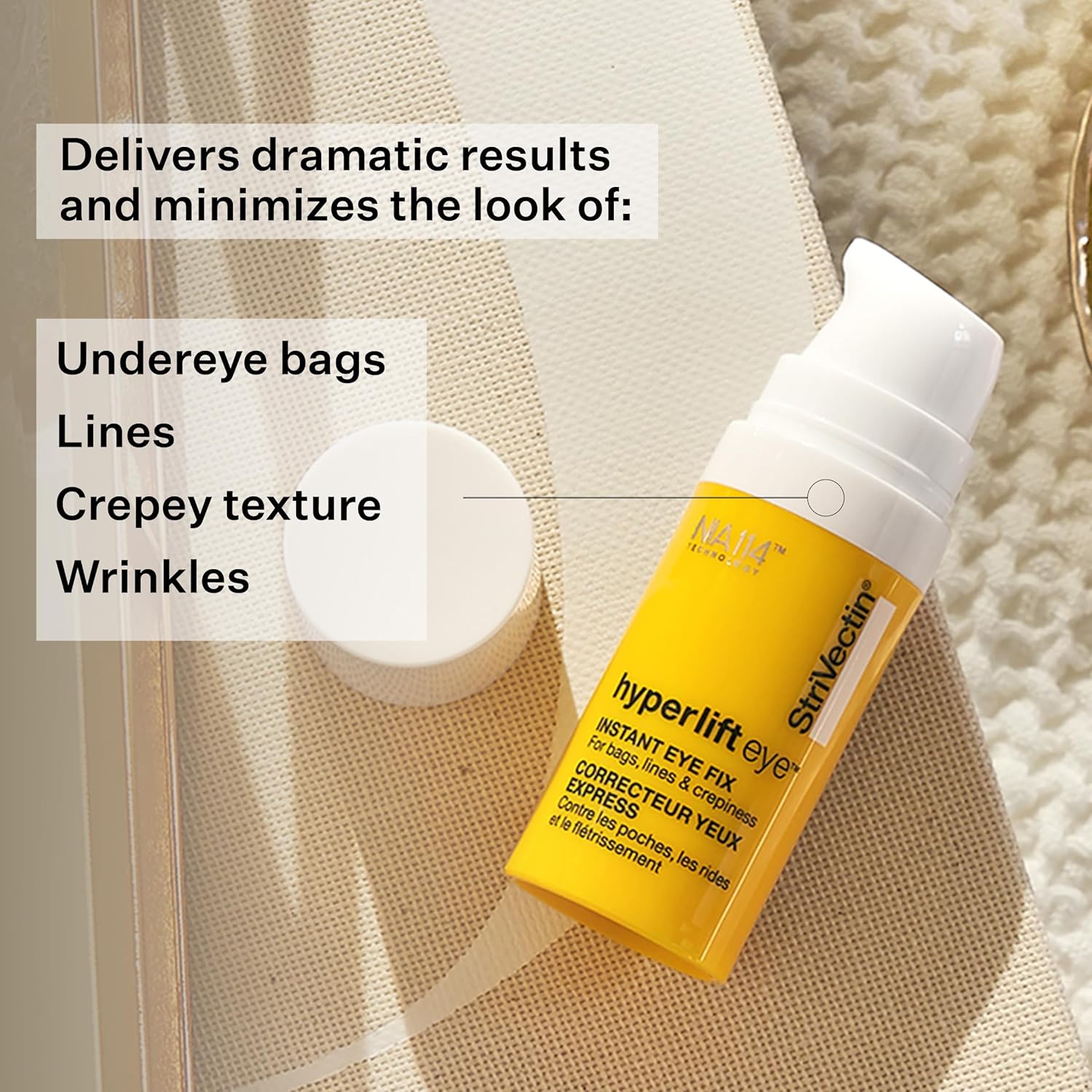 StriVectin Tighten & Lift Hyperlift Eye Cream Instant Eye Fix, Tightening Treatment for Bags, Lines and Crepiness, 0.34 Fl Oz,(Pack of 1)