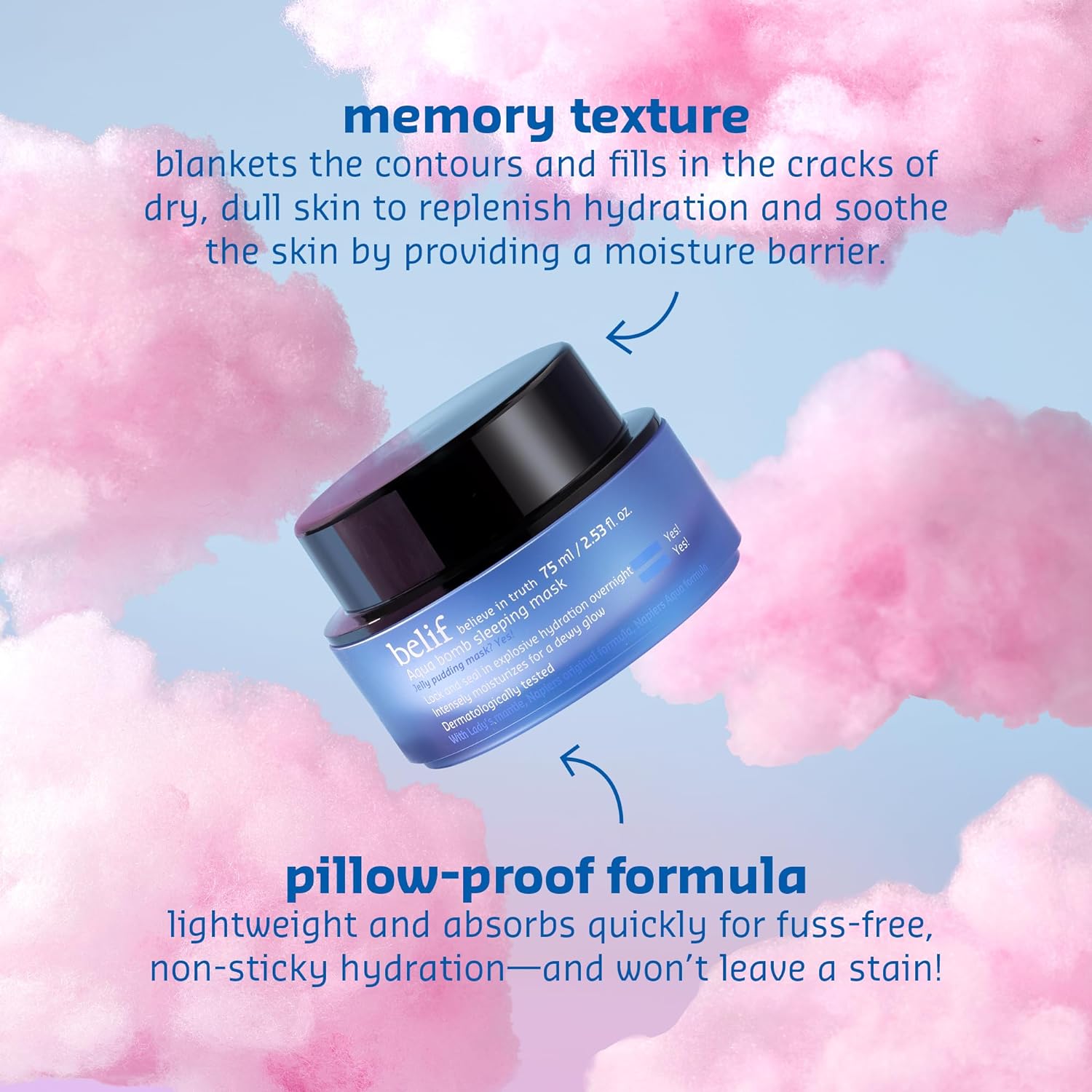 belif Vitamin E Jelly Overnight Mask – Hydrating & Plumping Face Moisturizer with Red Algae & Jojoba Oil, Deep Repair for Glass Skin, Korean Sleeping Mask for Intense Hydration & Radiance, 2.53 fl oz