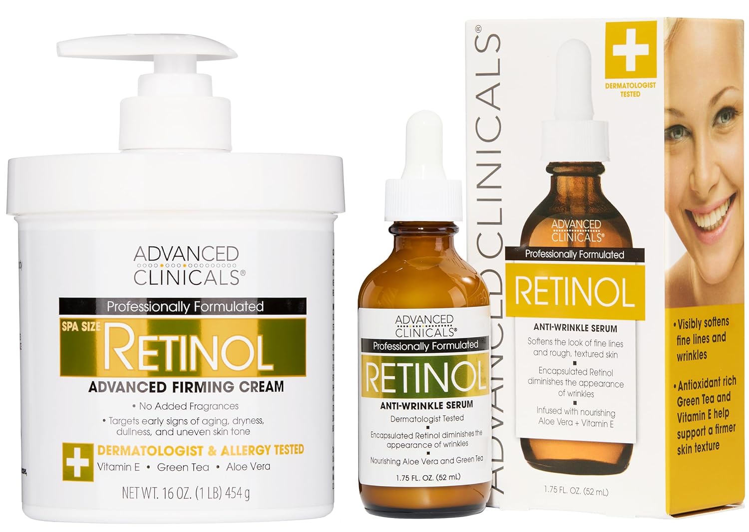Advanced Clinicals Retinol Body Lotion & Face Moisturizer | Visible Anti Aging Skin Care Retinol Body Cream For Women & Men Targets Look Of Fine Lines, Wrinkles, & Crepe Looking Dry Skin, 16 Ounce