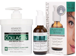 Advanced Clinicals Retinol Body Lotion + Collagen Cream Fragrance Free Face Moisturizer & Body Cream 2pc Skincare Set For Women & Men Helps Reduce Appearance Of Crepey Skin, Wrinkles, & Dry Skin, 2pc