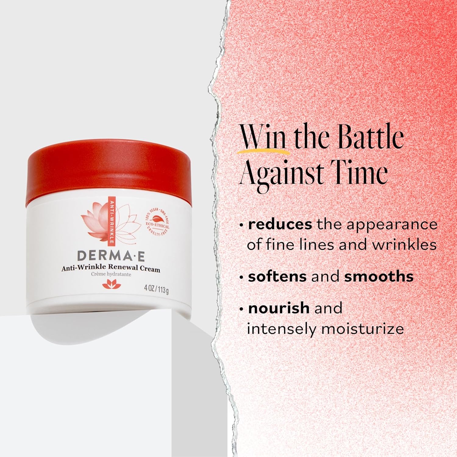 Derma E Anti-Wrinkle Renewal Skin Cream – Vitamin A Wrinkle Treatment Cream – Vegan Anti-Aging Moisturizer to Smooth & Renew Aging Skin, 4 oz