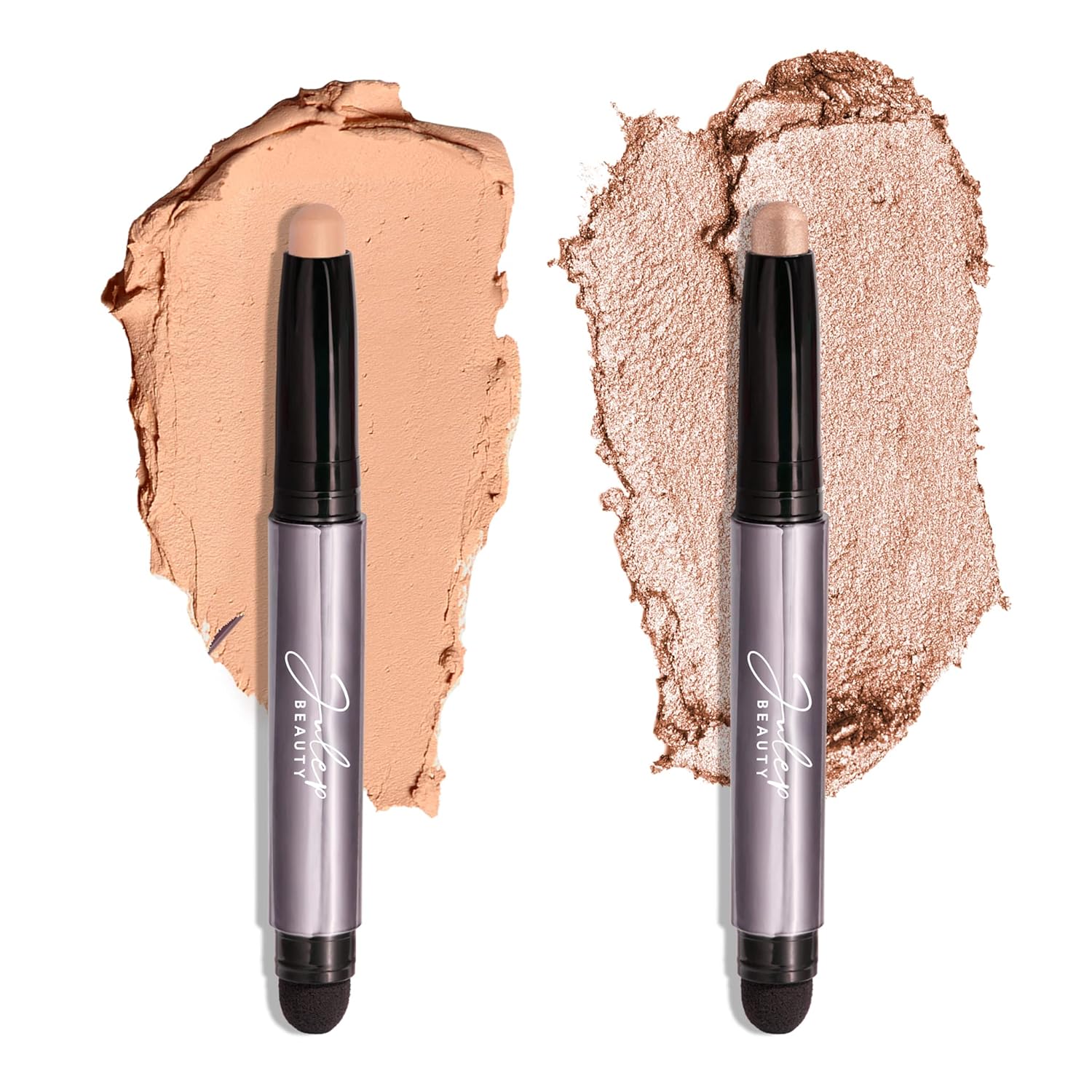 Julep Eyeshadow 101 Crème-to-Powder Waterproof Eyeshadow Stick Duo – Long-Lasting, Crease-Proof, Easy Apply with Built-in Smudger -Taupe Shimmer and Stone