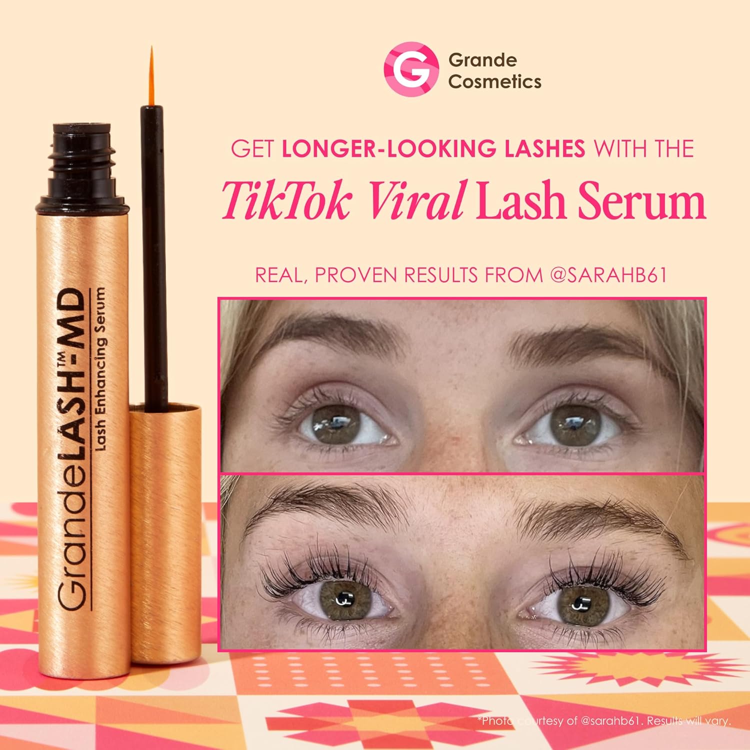 Grande Cosmetics GrandeLASH-MD Lash Enhancing Serum - Peptide & Vitamin Infused Formula for Longer, Thicker, Fuller Looking Lashes - Ophthalmologist Tested, Cruelty-Free