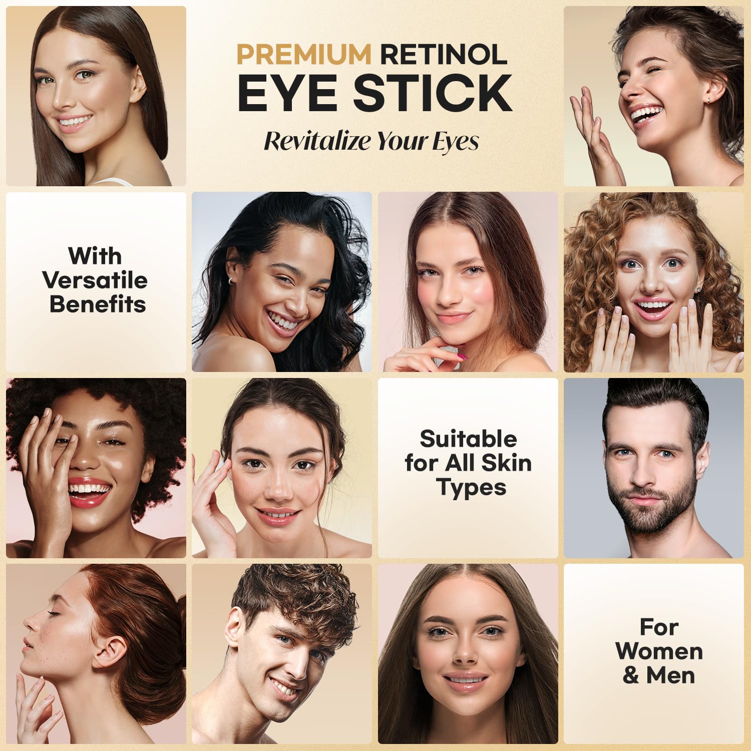 Retinol Eye Stick With Collagen, Hyaluronic Acid For Dark Circle, Wrinkles in 3-4 Weeks, Under Eye Cream Anti Aging, For Puffiness and Bags Reduces Fine Lines